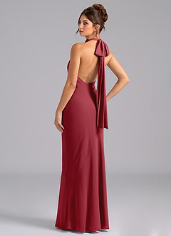 Azazie Velli Bridesmaid Dresses Pomegranate Mermaid Bow Chiffon Dress image7