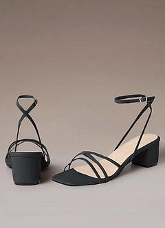 front Cross Strips Block Heel Sandals