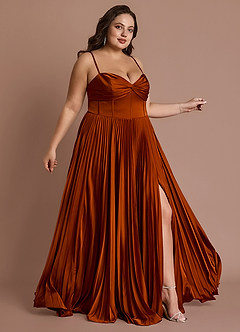 Styla Rust Pleated Maxi Dress image9
