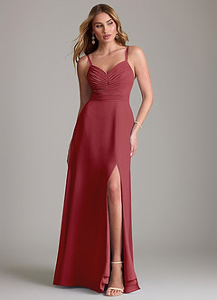 Azazie Terese Vestidos de damas de honor Vestido de Granada de Gasa de Corte en A con Plisado image1