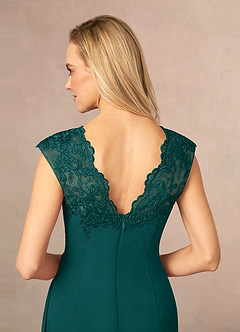 Azazie Gladys Mother of the Bride Dresses Peacock A-Line Queen Anne Lace Chiffon Dress image6