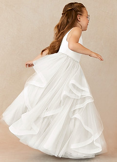 Azazie Sofia Flower Girl Dresses Ivory A-Line Beaded Tulle Dress image3