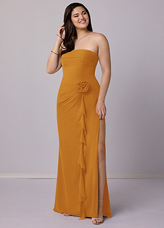 Barbie ♥ Azazie Bridesmaid Dresses Butterscotch Sheath Strapless Chiffon Convertible Dress image7