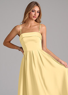 Azazie Lucienne Vestidos de damas de honor Vestido de Butter de Satén Elástico de Línea A Convertible con Sin tirantes image2
