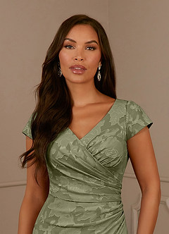 Azazie Roya 신부의 어머니 드레스 인어 셔링 플로럴 번아웃 플로어 길이 드레스 image5