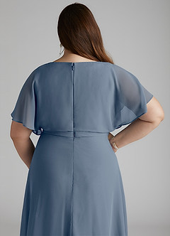 Azazie Aaliyah Modest Bridesmaid Dresses A-Line Scoop Pleated Chiffon Floor-Length Dress image10