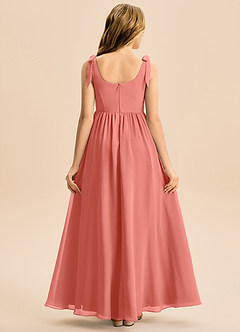 Azazie Delia Junior Robe Trapèze en Mousseline de soie Arc Rose Saumon image6