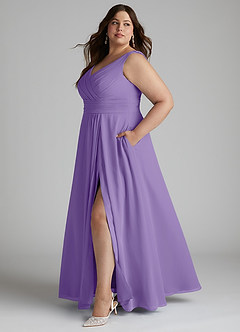 Azazie Karina Bridesmaid Dresses Tahiti A-Line Pleated Chiffon Dress image7