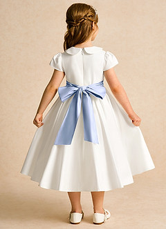 Azazie Deary Flower Girl Dresses Ivory Ice A-Line Bow Cotton Dress image2