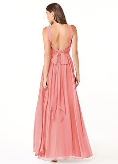 Azazie Dionne Bridesmaid Dresses Coral A-Line Corset Chiffon Dress image2