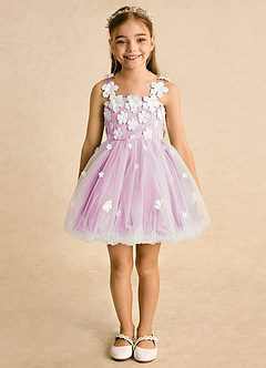 Azazie Teacup vestidos de niña de las flores Vestido de Marfil Rosa Caramelo de Tul de Princesa con Encaje image4