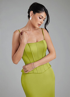 Azazie River Robes de demoiselle d'honneur Robe Fourreau Convertible en Satin extensible Corset Citronnelle image3
