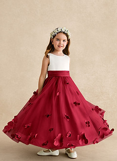 Azazie Vi Flower Girl Dresses Scarlet A-Line Sleeveless Tulle Dress image8