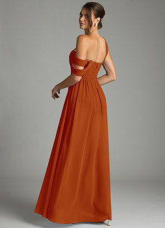 Azazie Kassandra Bridesmaid Dresses Paprika A-Line Off the Shoulder Chiffon Dress image6