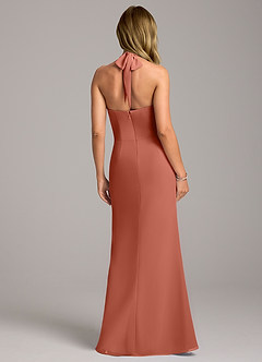 Azazie Keisha Bridesmaid Dresses Clay Sheath Chiffon Dress image6