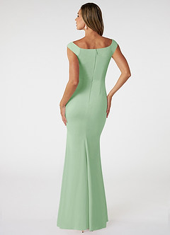 Azazie Nicolina Bridesmaid Dresses Dusty Sage Mermaid Square Neckline Stretch Crepe Dress image2