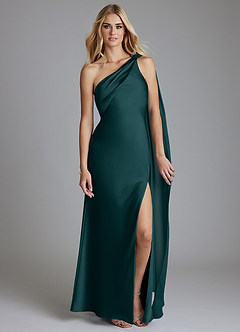 Azazie Loreen Vente Finale Robe Sirène en Satin extensible Une épaule Sky Blue image5