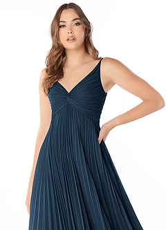 Azazie Raychelle Bridesmaid Dresses Dark Navy A-Line V-Neck Chiffon Dress image6