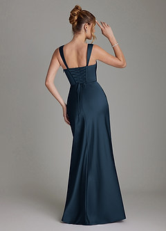 Azazie Agustina Brautjungfernkleider Meerjungfrau-Linie Korsett Stretch-Satin Kleid Dunkelmarine image2