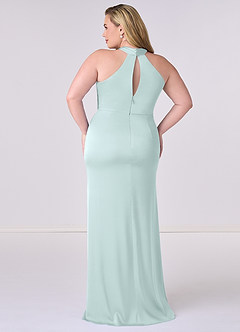 Barbie ♥ Azazie Bridesmaid Dresses Sea Glass Sheath Stretch Satin Dress image8