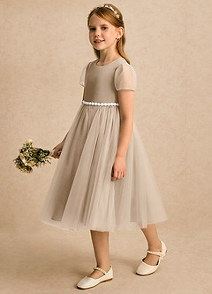 Azazie Kaylor Flower Girl Klänningar Klänning A-linje i Tyll Plisserad image4