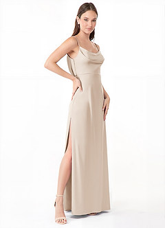Azazie Alaija Bridesmaid Dresses White Alabaster Mermaid Side Slit Stretch Satin Dress image3