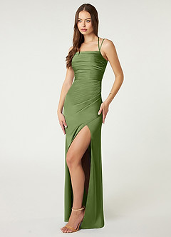 Azazie Desi Bridesmaid Dresses Juniper Sheath Halter Corset Stretch Satin Dress image4