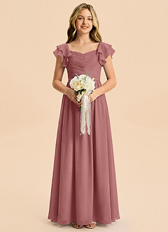 Azazie Anaya Junior Desert Rose A-Line Sweetheart Neckline Chiffon Dress image1