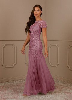 Azazie Laurie Mother of the Bride Dresses Vintage Mauve Mermaid Scoop Sequins Tulle Dress image3
