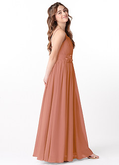 Azazie Astrid Junior MAI TAI A-Line Floral Chiffon Dress image5
