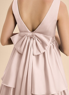 Azazie Meadowyn Junior Blushing Pink A-Line Bow Stretch Satin Dress image7