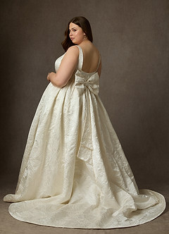 Azazie Skylin Wedding Dresses Antique White Champagne Ball-Gown with Pockets Floral Jacquard Dress image8