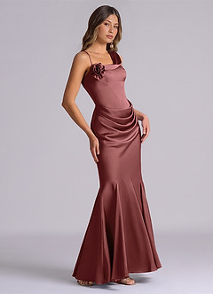 Azazie Inara Bridesmaid Dresses Amethyst Mermaid Pleated Stretch Satin Dress image5
