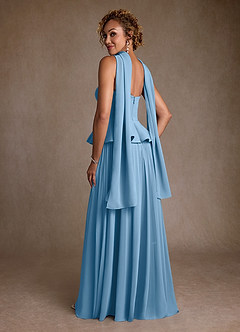 Azazie Josabeth Mother of the Bride Dresses Steel Blue A-Line Pleated Chiffon Dress image6