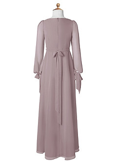 Azazie Leonia Junior A-Linie mit Taschen Chiffon Kleid Dämmerung image8