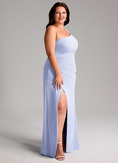 Azazie Eren Bridesmaid Dresses Lavender Sheath One Shoulder Chiffon Dress image12