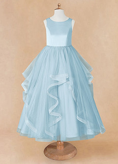 Azazie Sofia Flower Girl Dresses Sky Blue A-Line Beaded Tulle Dress image8
