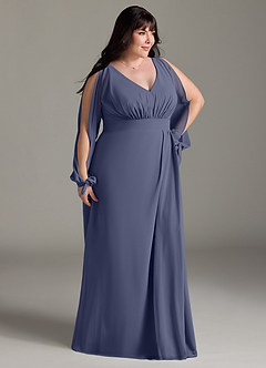 Azazie Matilda Bridesmaid Dresses Stormy A-Line Long Sleeve Chiffon Dress image12