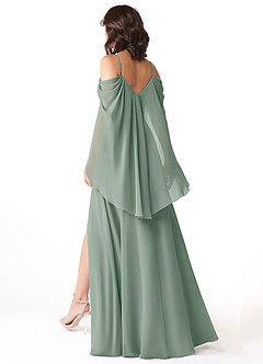 Azazie Cienna Brautjungfernkleider A-Linie Langarm Chiffon Kleid Silberner Salbei image5