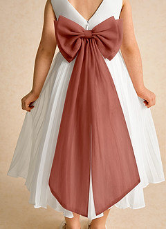 Azazie Margot Flower Girl Dresses Ivory Auburn A-Line Pleated Chiffon Dress image8