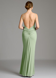 Azazie Jolene Bridesmaid Dresses Dusty Sage Mermaid Square Neckline Premium Stretch Jersey Dress image6