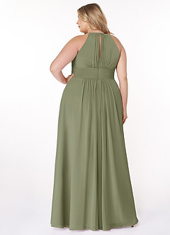Azazie Bonnie Bridesmaid Dresses Pistachio A-Line Keyhole Ruched Chiffon Dress image7