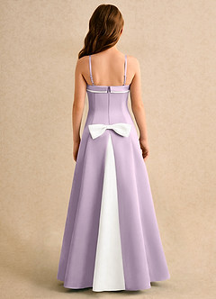 Azazie Izel Girls Formal vestidos de niña de las flores Vestido de Marfil Lila Esmerilada de Satin Mate de Corte en A con Plisado image7