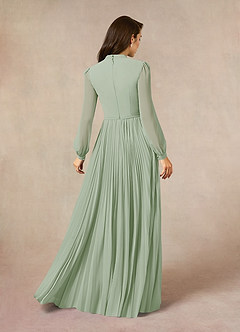 Azazie Adellah vestidos de madre de la novia Vestido de Salvia Polvorienta de Gasa de Corte En A con Plisado image3