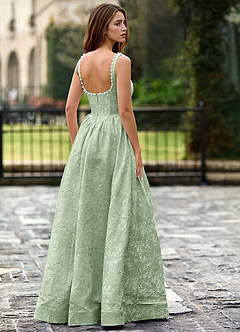 Thyme Salbei A-Linien-Abendkleid mit 3D-Blumenmuster image3