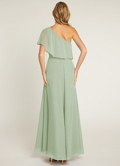 Azazie Lizzy Jurken voor bruidsmeisjes Jurk van Chiffon met A-Lijn One-Shoulder Stoffige Salie image2