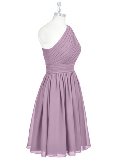Azazie Katrina Robes de demoiselle d'honneur Robe Trapèze en Mousseline de soie Ue épaule Glycine image8