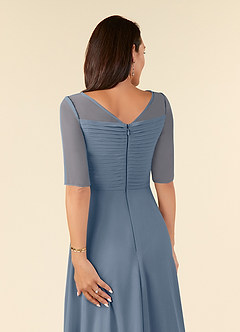 Azazie Naomi Mother of the Bride Dresses Twilight A-Line Boatneck Pleated Chiffon Dress image6