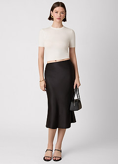 front Anjani 100% Washable Silk Midi Skirt