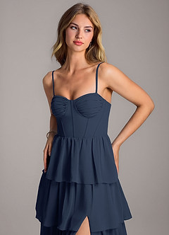 Azazie Alanna Bridesmaid Dresses Dark Navy A-Line Sweetheart Neckline Chiffon Dress image2